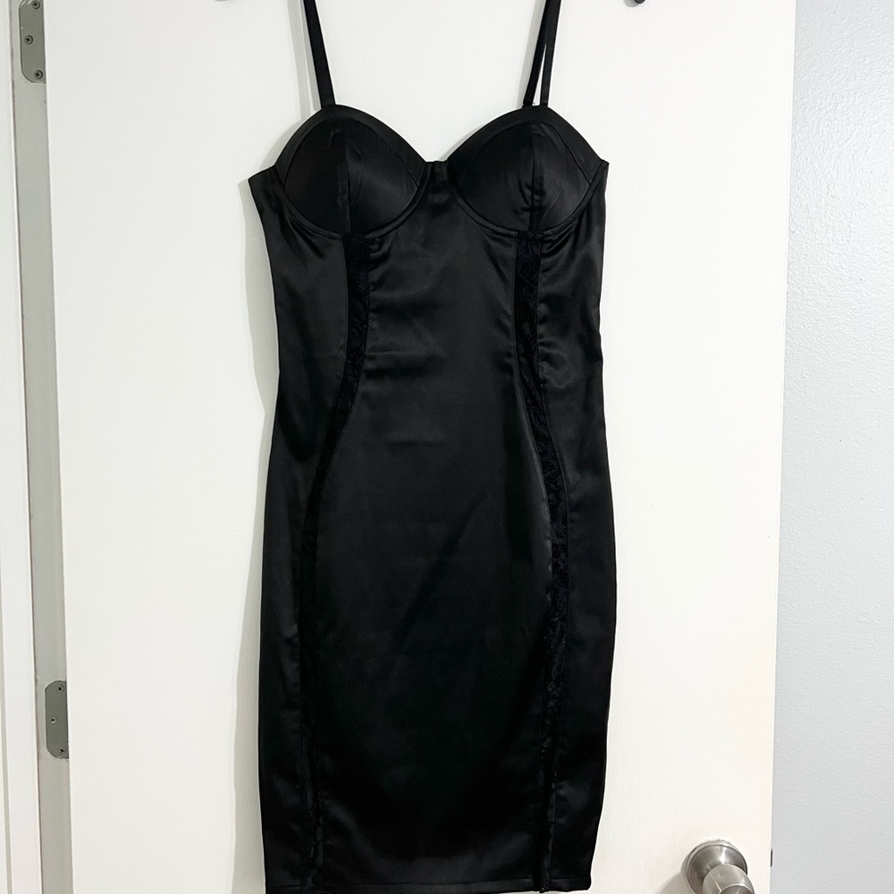 Little black satin dress